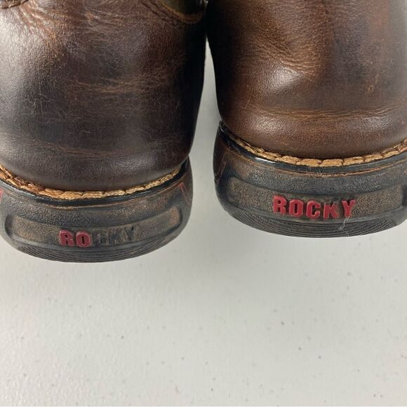 Rocky Kids 4M Long Range Western‎ Boot Brown/Green Leather Square Toe Farm Barn - Picture 3 of 13